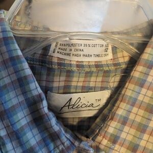 Alicia long sleeve plaid blouse